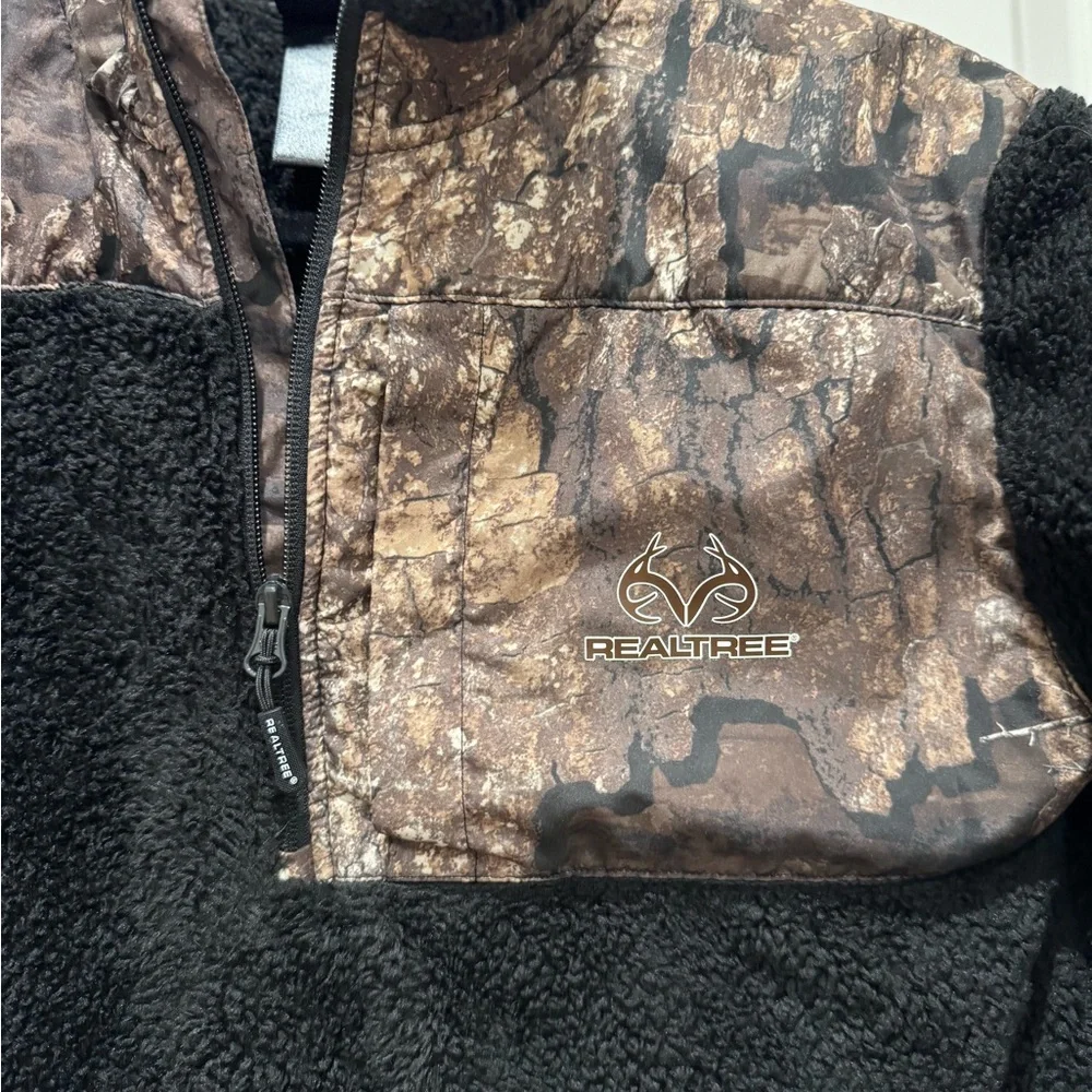 Realtree Camo Sherpa Fleece 1/4 Zip Pullover Jacket - Small - Picture 10 of 11